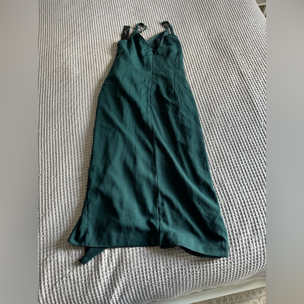 Lulus Inspiration Forest Green Knot Front Midi Dress, Size M - Picture 5 of 8